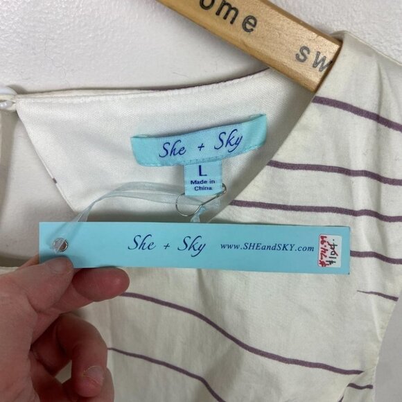 NWT She Sky Flare Dress White Floral Bohemian Sz Large New With Tags Skater Y2K - Picture 4 of 16